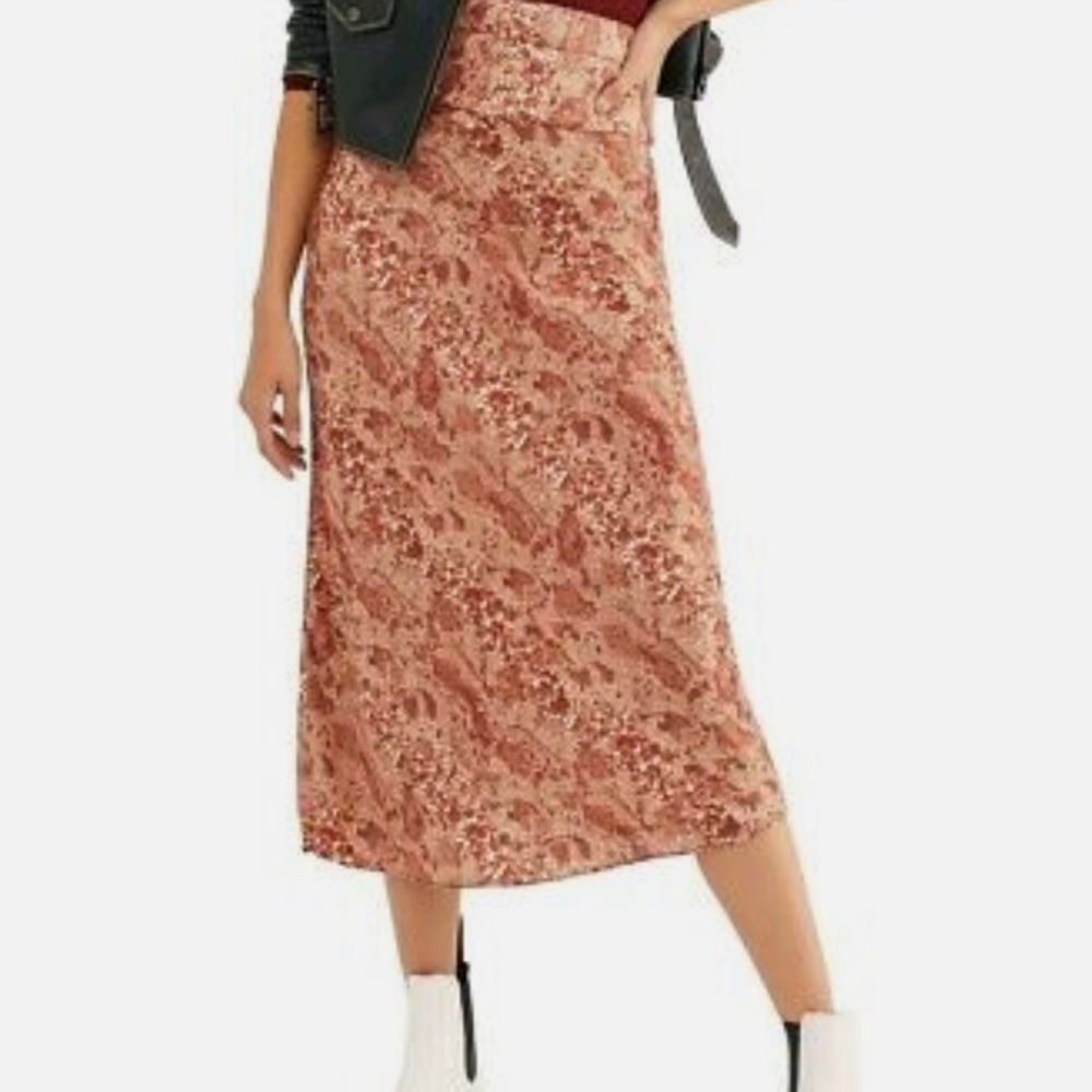 FREE PEOPLE SIZE 12 NORMANI LEOPARD MIDI SKIRT NWOT